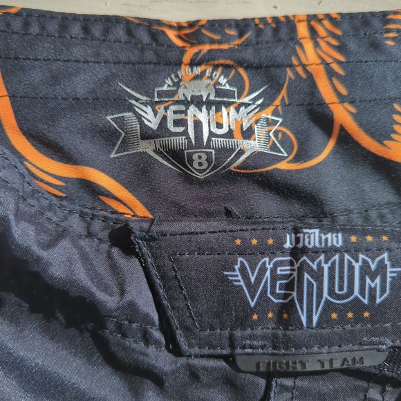 Venum Muay Thai Shorts Boys 8 Black Tiger Kickboxing MMA Fight Team - Picture 7 of 11